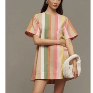 Anthropologie Maeve Mini Dress Women Pink Emmy Swing Petite Small NWT